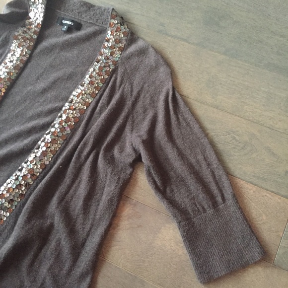 Express Brown Sequin Cardigan - Picture 5 of 5